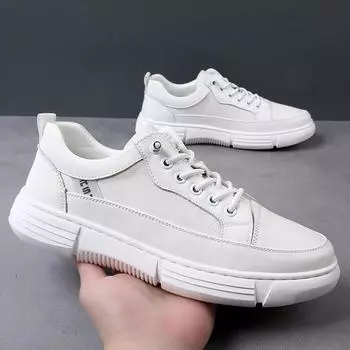 2024 Fashion New Men s Leather Casual Shoes Thick Soled Men s English Oxford Shoe Shoes Men s Outdoor Sports Shoes Non Slip 38 чёрный