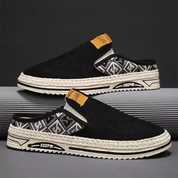 2024 fashion one-pedal half-drag bag head board shoes summer new men s casual sports breathable flat men s shoes 39