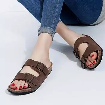 2024 Fashion Outdoor Multicolor Cork Sandals Women Flip Flops Unisex Mixed Color Slippers Shoes Women Beach Sandals Size 42 43 35 чёрный