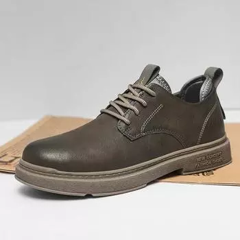 2024 Fashionable New Men s Oxford Shoes Versatile Casual Men s Commuting Work Shoes Cowhide Heightened British Shoes Lacing 39 коричневый