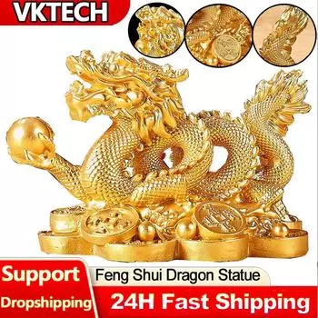 2024 Фен-шуй статуя дракона смоляная новогодняя скульптура дракона привлекает богатство благоприятная статуэтка дракона украшение рабочего стола