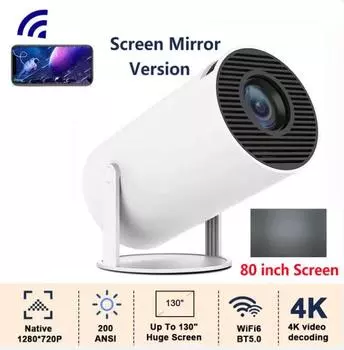 2024 FGHGF HY300 Android Wi-Fi умный портативный проектор 1280 720P Full HD офисный домашний кинотеатр видео мини-проектор белый