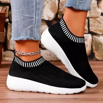 2024 Flat Women s Spring and Autumn Lightweight Mesh Low Top Running Shoes for Daily Wear Lazy Shoes Bottomed Outdoor Jogging 36 чёрный