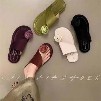 2024 Цветочные клипсы носок Тапочки Летняя обувь Шлепанцы Сандалии Дизайнерские новые балетки Пляжное повседневное платье Уютные женские шлепанцы Zapatos 35