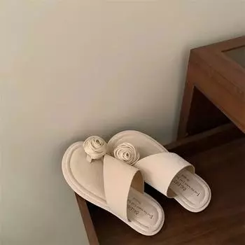 2024 Flower Clip Toe Slippers Summer Shoes Flip Flops Sandals Designer New Flats Beach Casual Dress Cozy Mujer Zapatos Slides 35