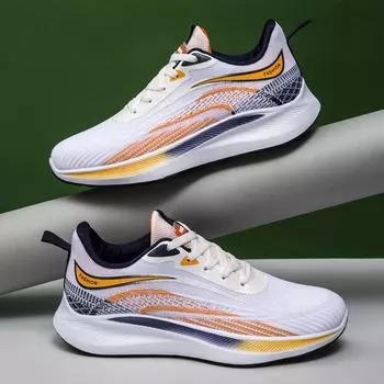 2024 Flyweave Breathable Mesh мужские повседневные легкие кроссовки для бега 43 оранжевый/белый