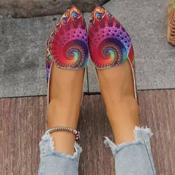 2024 foreign trade large size women s shoes colored pointed single flat bottom one pedal shallow mouth foot casual shoes walking shoes 36 красный