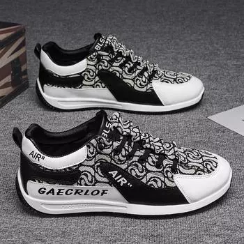 2024 Forrest Gump дышащая мужская летняя обувь в стиле «мужская мода для отдыха с сетчатой легкой мягкой подошвой мужская спортивная обувь 39 чёрный