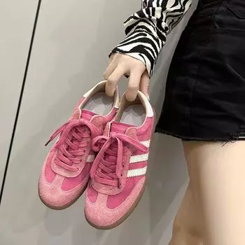2024 Forrest Gump корейские летние туфли Strawberry Bear на плоской подошве со шнуровкой 37 розовый