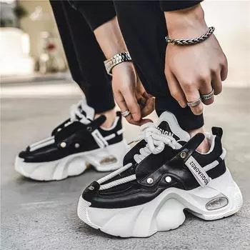 2024 four-season personalized breathable thick-soled heightening dad shoes, youth trendy tooling, sports and leisure shoes live broadcast 39 белый