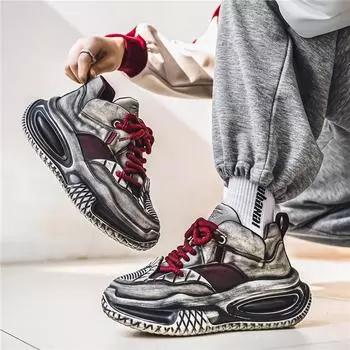 2024 Four Seasons Leather Surface Breathable Sneakers Outdoor Niche Dad Shoes Douyin Live Harajufeng Old Tooling Men 39