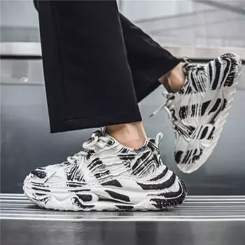 2024 Four Seasons Live Sports Mesh Camouflage Men s Shoes Platform Tide Daddy Shoes Youth Outdoor Sports Leisure Shoes 39 белый