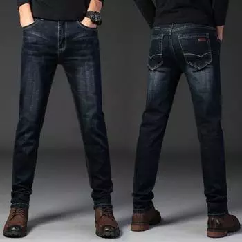 2024 Four Seasons Мужская одежда Деловые джинсы Свободные Большие мужские джинсы Прямые повседневные брюки 28