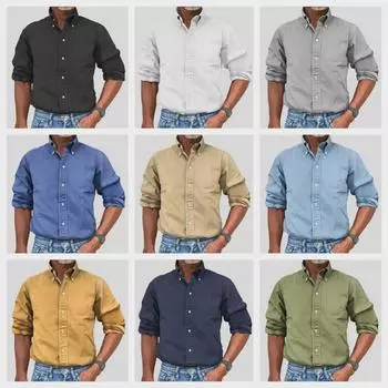 2024 Four Seasons Мужская рубашка Urban с пуговицами на лацканах, однотонная 3XL