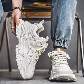 2024 Four Seasons National Tide Style Men s Niche Thick Bottom ins Mesh Daddy Hong Kong Style Live Streaming Air Breathable Sneakers Men 39 чёрный