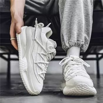 2024 Four Seasons National Tide Wind Niche Thick-soled ins Mesh Daddy Hong Kong Style Thick-soled Breathable Sneakers Men s Shoes 39 белый