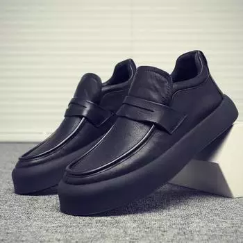 2024 Four Seasons Повседневные и удобные небольшие кожаные туфли для мужчин, британская ретро-рабочая обувь, мужская деловая кожаная обувь 38 чёрный