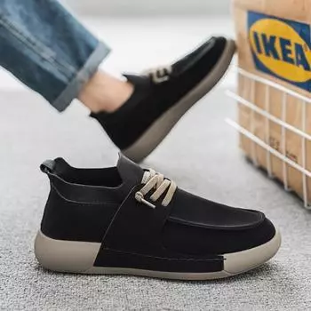 2024 four seasons прямая трансляция популярные мужские повседневные кроссовки для бега антибархатные Dexun студенческие туфли папины туфли мокасины спортивная обувь 39 чёрный