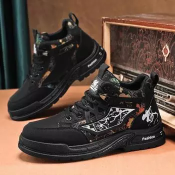 2024 Four Seasons Star Microfiber Flower Мужские ботинки Tide and Outdoor Tooling Rhubarb Ботинки Ревень Нескользящая резиновая повседневная обувь Мужская 39 хаки