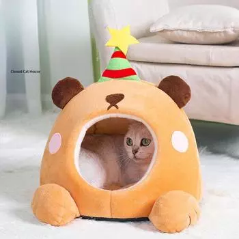 2024 Four Seasons Universal Cat Nest Cartoon Animal Cat Dog House Beds Pet House Съемный и моющийся Cat Kitten House Pet Supplies 33x33cm