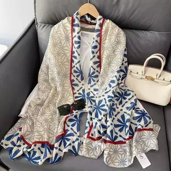 2024 Four Seasons Универсальный тонкий хлопок и пенька солнцезащитный шелковый шарф шаль двойного назначения внешний кондиционер защита шеи в помещении 180cm*85cm