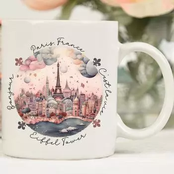 2024 Франция Париж Эйфелева башня Керамическая кофейная кружка Чашка для воды Эйфелева башня 301-400ml
