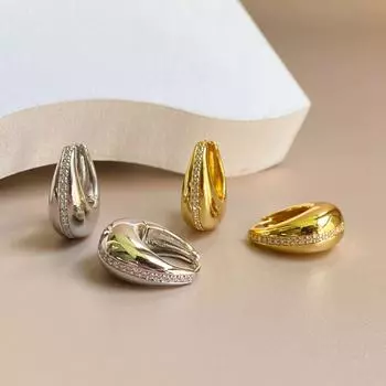 2024 Французские позолоченные бриллиантовые круглые серьги с каплями воды - Роскошный дизайн