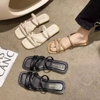 2024 Французские тапочки Женские летние новые плоские тапочки One Word с Fairy Wind Beach Slippers Ins Tide 40