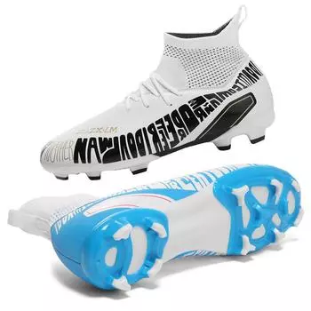 2024 футбольные бутсы унисекс, мужские носки, профессиональные тренировочные кроссовки с длинными ногтями, детские футбольные бутсы 31 белый