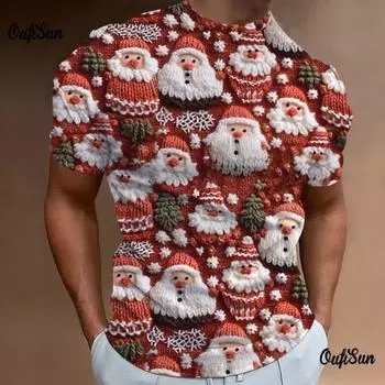 2024 Футболка для мужчин с рождественским принтом, свободные футболки, повседневные, с коротким рукавом, уличные дизайнерские футболки, толстовка премиум-класса S