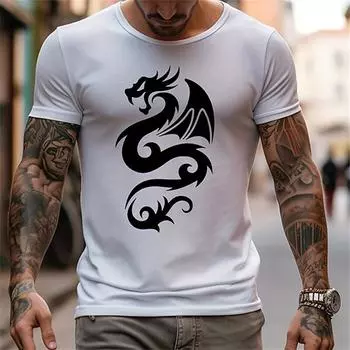 2024 футболки с 3d принтом дракона, модная мужская футболка в стиле ретро, летняя повседневная уличная футболка с короткими рукавами, футболка, мужская одежда 3XL