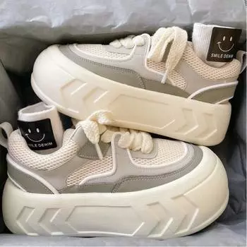 2024 г. Кроссовки для бега на толстой подошве с воздухопроницаемой подошвой, женские, белые сетчатые кроссовки, летние кроссовки Cross Creepers с перекрестными шнурками 35 синий