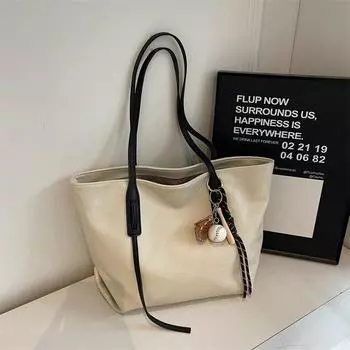 2024 г. Модная женская сумка-тоут из холста большой вместимости 40*15*27 коричневый