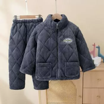 2024 г. Очень плотная зимняя хлопковая пижама для больших детей 130cm (size 16) recommended 120-136cm 60 catties