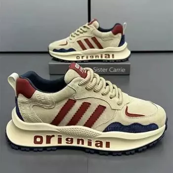 2024 г. Трендовые европейские мужские ретро-туфли с тремя перекладинами для пап: Стильная, зрелая, красивая спортивная обувь 44