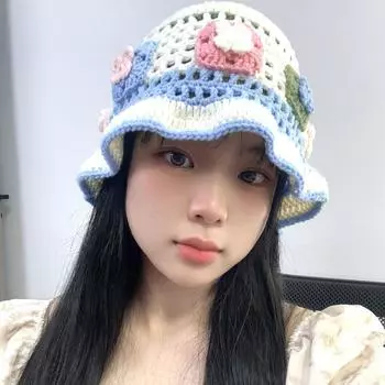 2024 г., вязаная вручную шапка рыбака, детская весенне-осенняя тонкая шерстяная шапка, литературная вязаная шапка в стиле ретро One size