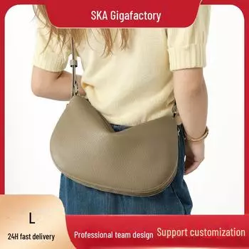 «2024 г., женская модная сумка-мессенджер из натуральной кожи с ремешком через плечо — большая вместимость, первый слой из коровьей кожи» Elephant Gray