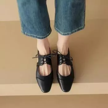 2024 г. Женские туфли на плоской подошве с неглубоким носком 2024 г., элегантные и универсальные, для улицы, распродаются как горячие пирожки, женская обувь 35 чёрный