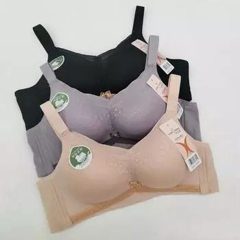 2024 Gathering No Steel Rim Mom Нижнее белье Тонкий верх и низ Толстый дорогой молочный хлопок Трехбортный бюстгальтер Нижнее белье Маленькая грудь 34/75B