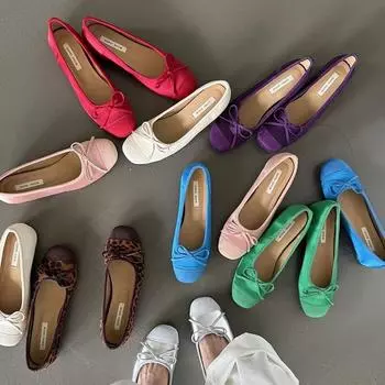 2024 Gentle Evening Wind Bow Suede Single Shoes Inner Heightening Women s Shoes Shallow Mouth Soft Sole Grandma Shoes Ballet Shoes 35 розовый