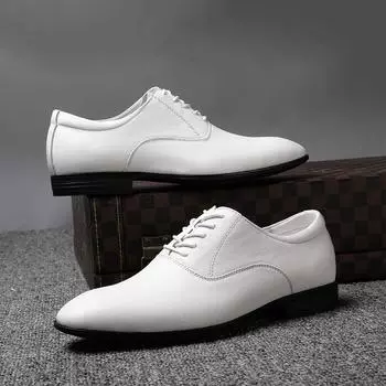 2024 Genuine Leather Classic Men Shoes for Wedding High Quality Men s Casual Oxfords Shoes Male Comfortable Dress Business Shoe 36 чёрный