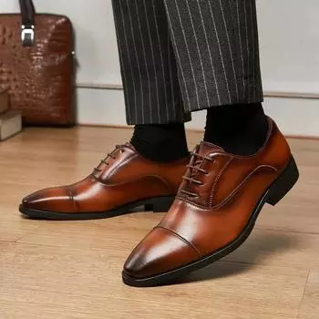 2024 Genuine Leather Men Internal Elevation Dress Shoes for Men Triple Splicing Luxury Party Office Business Shoes Plus Size 45 38 чёрный