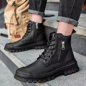 2024 Genuine Leather Sock Men s Ankle Boots Men Shoes Sneakers Autumn Winter Vintage Classic Male Casual Motorcycle Footwear 38 чёрный