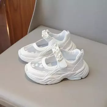 2024 Girls Causal Shoes Summer Mesh Breathable Children Basketball Shoes Fashion Chunky Kids School Running Sneakers Versatile 26 розовый