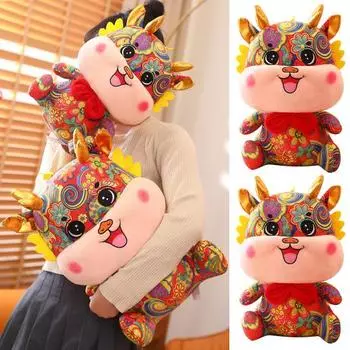 2024 год Дракона, плюшевая игрушка, изысканное мастерство, мягкий, прочный, яркий цвет, создает атмосферу, мультяшный дракон M