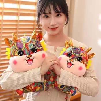 2024 год Дракона, плюшевая игрушка, изысканное мастерство, мягкий, прочный, яркий цвет, создает атмосферу, мультяшный дракон M