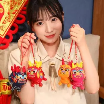 2024 год талисман дракон плюшевая кукла кулон китайский народный стиль вышивка милый знак зодиака S красный