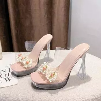 2024 года, лето, новые, европейские и американские, модные, женские, большого размера, с квадратной головкой, на толстом высоком каблуке 35 розовый