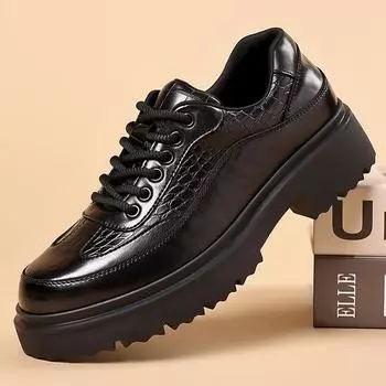2024 Горячая Распродажа Мужские Свадебные Туфли Мужские Повседневные Туфли Из Кожи Модные Оксфорды Мужская Обувь На Шнуровке Мужская Обувь 38 чёрный