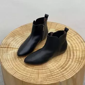 2024 Горячая Распродажа Новые Износостойкие Нескользящие Осенне-Зимние Заостренные Носки Однотонные Женские Ботинки Модная Женская Обувь Для Отдыха На Природе 35 чёрный